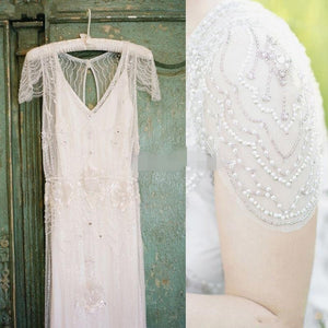 Luxus  Boho Brautkleid/ Hochzeitskleid Crystal Garden Flügelärmel Perlen